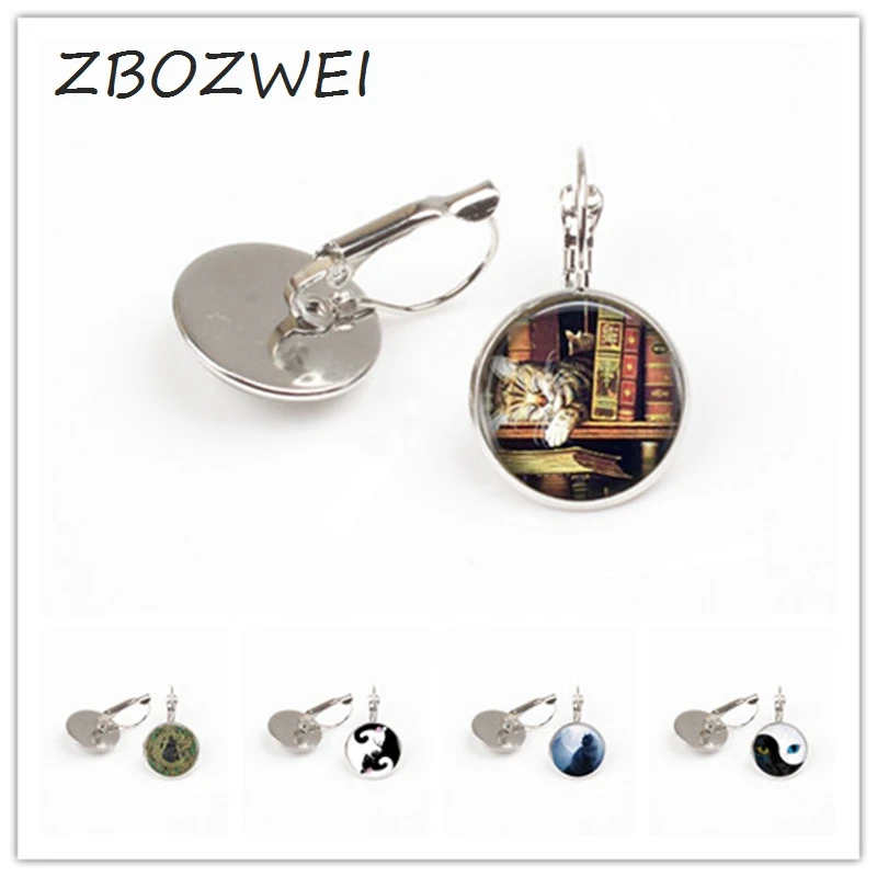 ZBOZWIE различных кошачьих сережек Инь Ян кошачьи серьги винтажные серебряные впечатляющие серьги женские ювелирные изделия подарок для мужчин