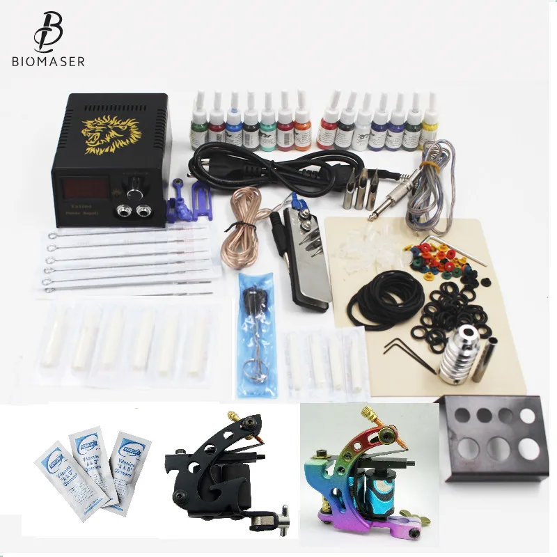 

Complete Tattoo Machine Kit Set 2 Rotary Tattoo Machines Guns Pigment Sets Power Tattoo Beginner Grips Kits Permanent Makeup