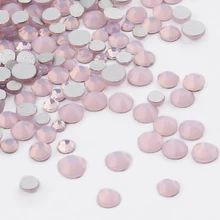 Розовый опал стекло 3D дизайн ногтей не стразы из кристаллов с горячей фиксацией для гвозди украшения Стекло бриллианты DIY Свадебные платья 1507