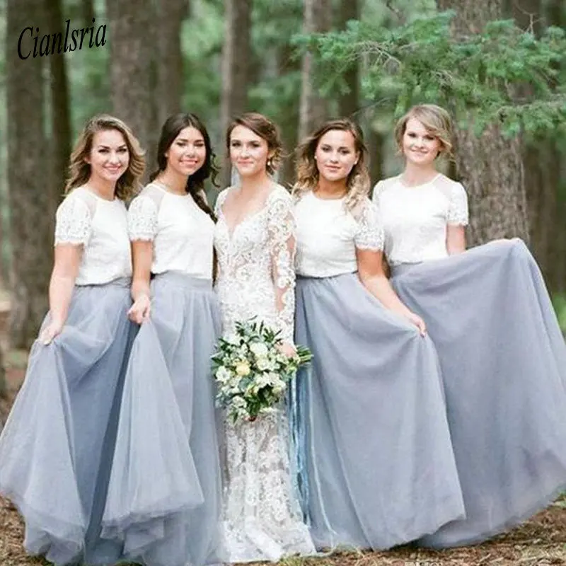 

Hot Sale Long Tulle Skirt Bridesmaid Dresses Floor Length A-Line Prom Party Skirt Maid Of Honor Dresses Vestido Saia