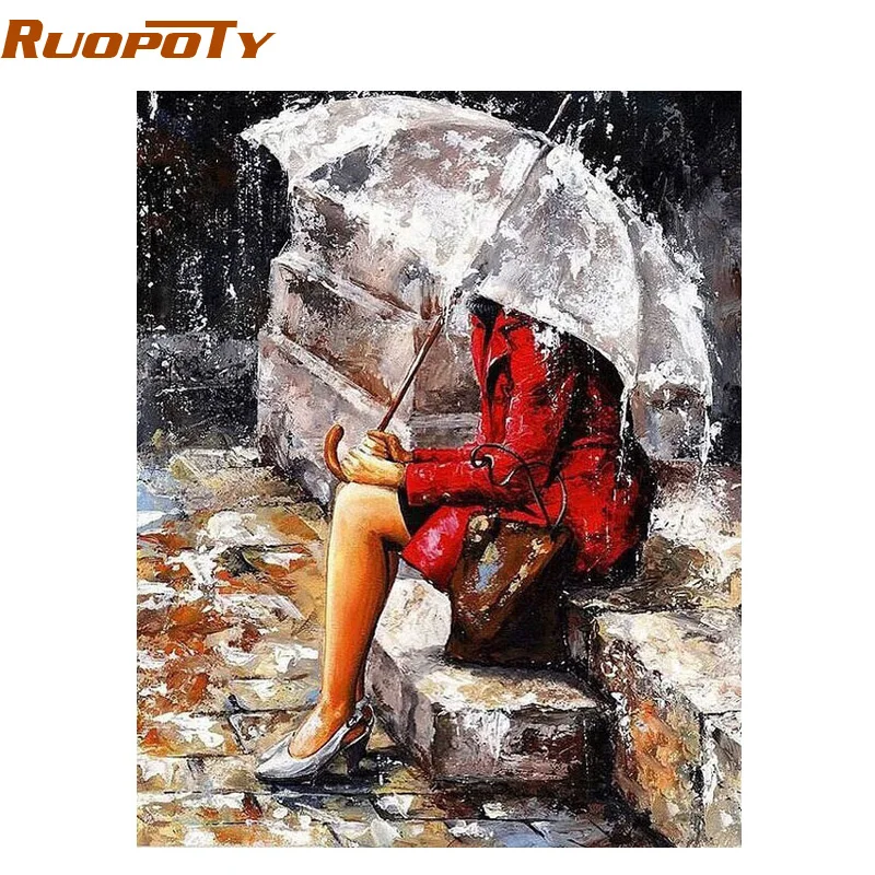 RUOPOTY рамка абстрактный Рисунок Сделай своими руками по номерам винтажная картина