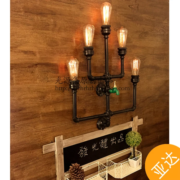 

Edison industrial retro wall lamps Water pipes original large source pipe wall lamp design section long nostalgia wall light