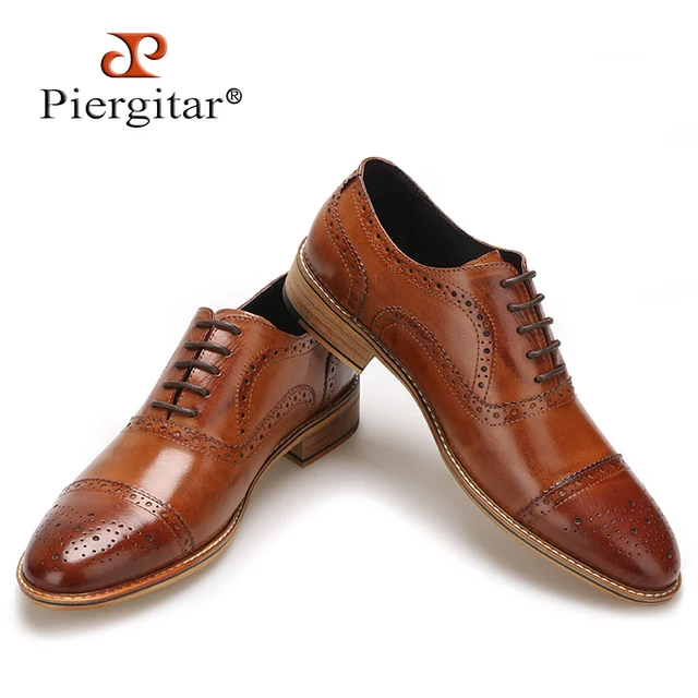 High Quality Men Oxfords Shoes British Style Carved Genuine Leather