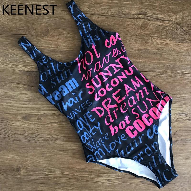 

KEENEST Printed Women One Piece Swimsuit Professional Surf Beach Sports Swimwear Female Bodysuit Quick Dry Bathing Suit