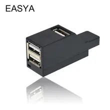 EASYA Mini USB 2,0 концентратор 3 порта Портативный usb-хаб 480 Мбит/с высокоскоростной тонкий хаб USB разветвитель черный для ноутбука