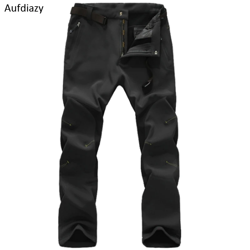 Aufdiazy hombres invierno Fleece Softshell Trekking caminando pantalones hombres pantalones a prueba de viento impermeables para acampar al aire libre pesca JM103