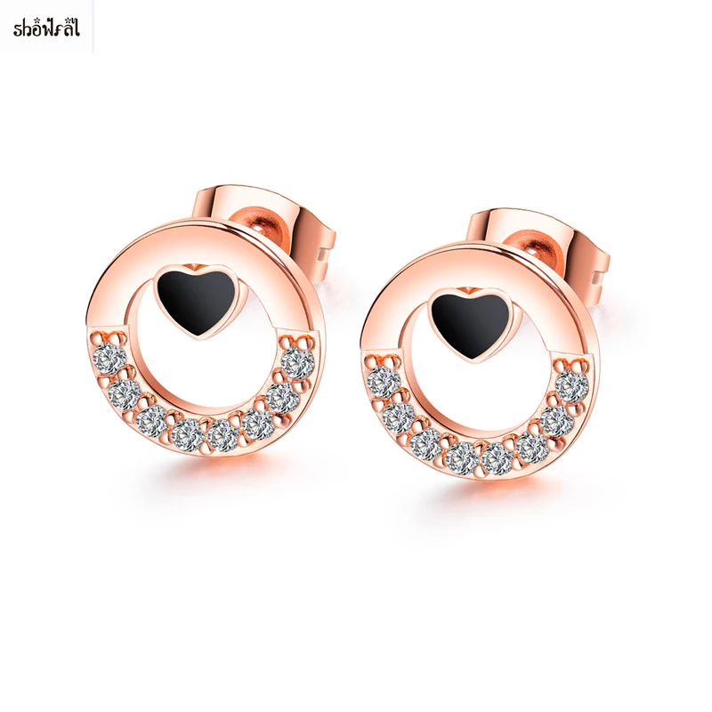

Rhinestone Round Stud Earrings with the Screwback Rose Gold Cubic Zirconia Earrings Wedding Bohemia Jewelry Alloy Earrings Gifts