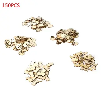 

150pcs Wooden Confetti Skull Bat Cat Pumpkin Spider Scatter Slices Halloween Party Decor Scrapbooking Embellishment Craft