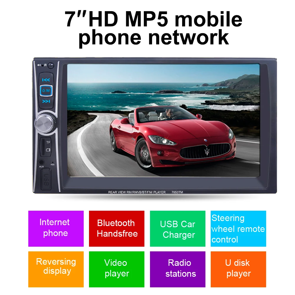 ФОТО 800 x 480 2 DIN 6.5inch HD TFT Display In Dash Car Touch Screen Bluetooth Stereo MP3 MP5 Player Support Rearview Camera input