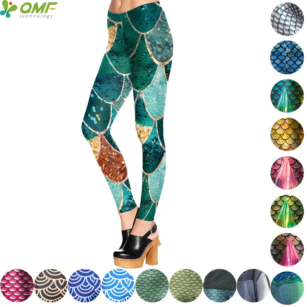 Cosplay Mermaid Women Yoga Pants Pilates Fitness Tights Coloful Bright