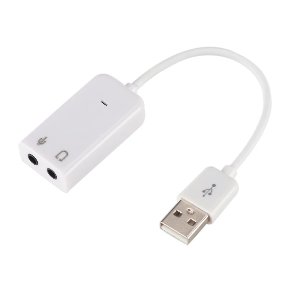 18.5cm 3D White USB 2.0 Virtual 7.1 Channel External USB Audio Sound Card Adapter Sound Cards For Laptop PC Mac With Cable