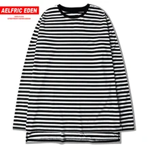 Aelfric Eden Мужская мода черно-белая футболка Повседневная полосатая футболка с длинным рукавом для мужчин Каратель базовые полосатые футболки рубашки SNL090
