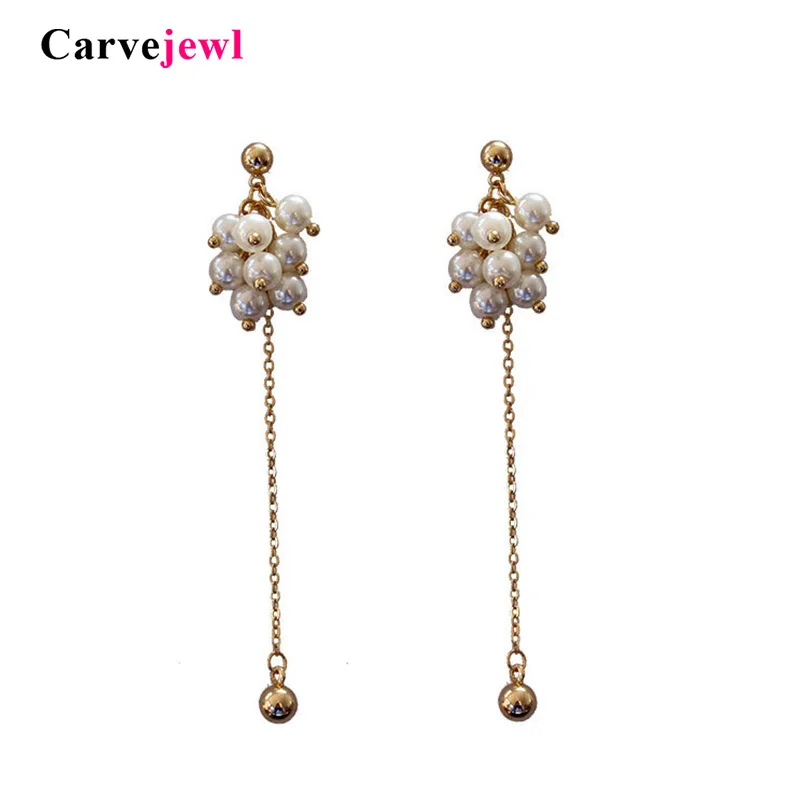 Серьги с искусственным жемчугом Carvejewl элегантные длинные серьги гранеными