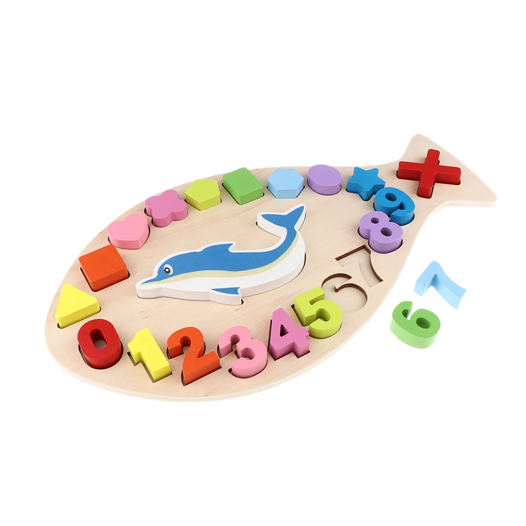Wooden Blocks Puzzle Logarithmic Board, Toddler Kids Early Education Shape Numbers Learning & Educational Toys Puzzle Set