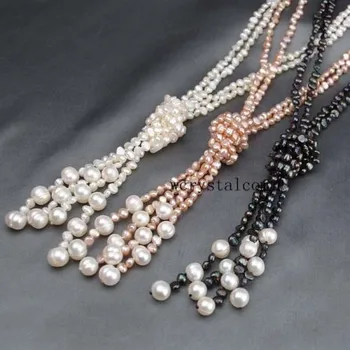 

NEW Baroque Strand Natural Wrap around Pearl Long Lariat Necklaces nugget 50"