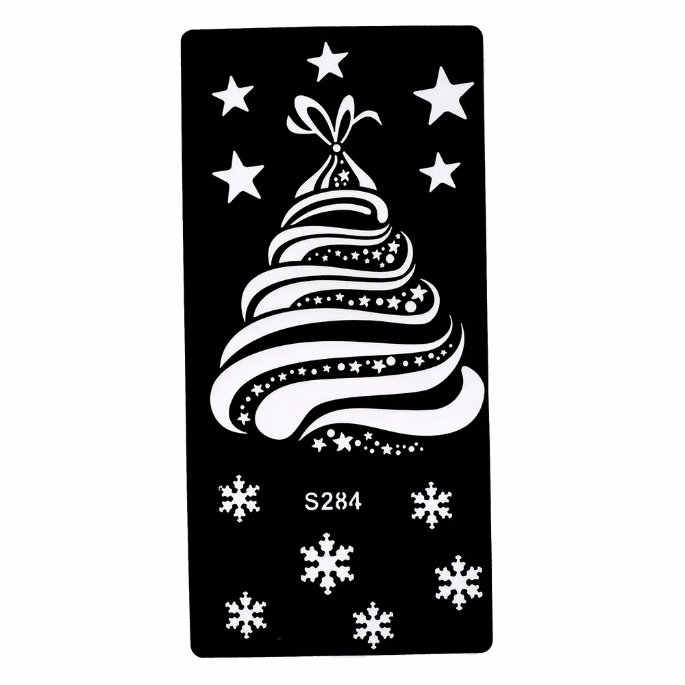 6 Pieces Tattoo Henna Stencil Christmas Tree Santa Claus Pattern Airbrush Painting Body Art Tattoo Stencil New Year Gift S200#13 (5)