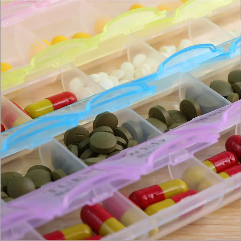 4 Row Pill Box 28 Squares Weekly 7 Days Tablet Boxes Holder Medicine Storage Organizer Container Case