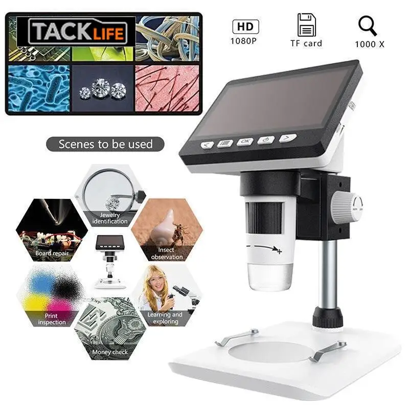 

2019 1000x 1080P USB Microscope Camera Digital Electronic Magnifier Endoscope 8 LED Microscope With 4.3" HD LCD Screen