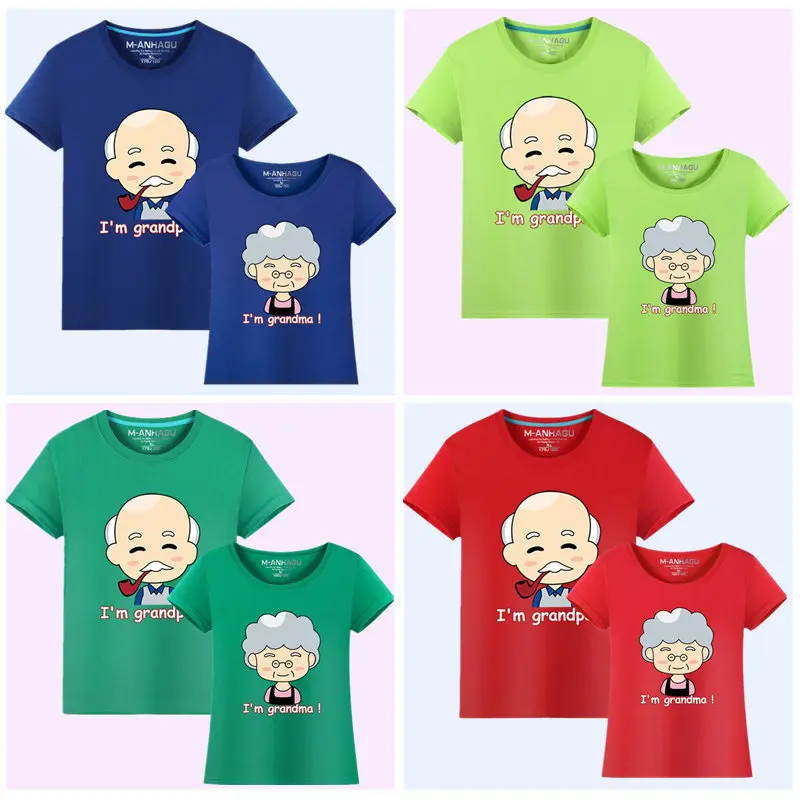 MANHAGU/брендовая Одинаковая одежда для всей семьи, 1 предмет футболка с рисунком Для дедушки и дедушки, семейная одежда