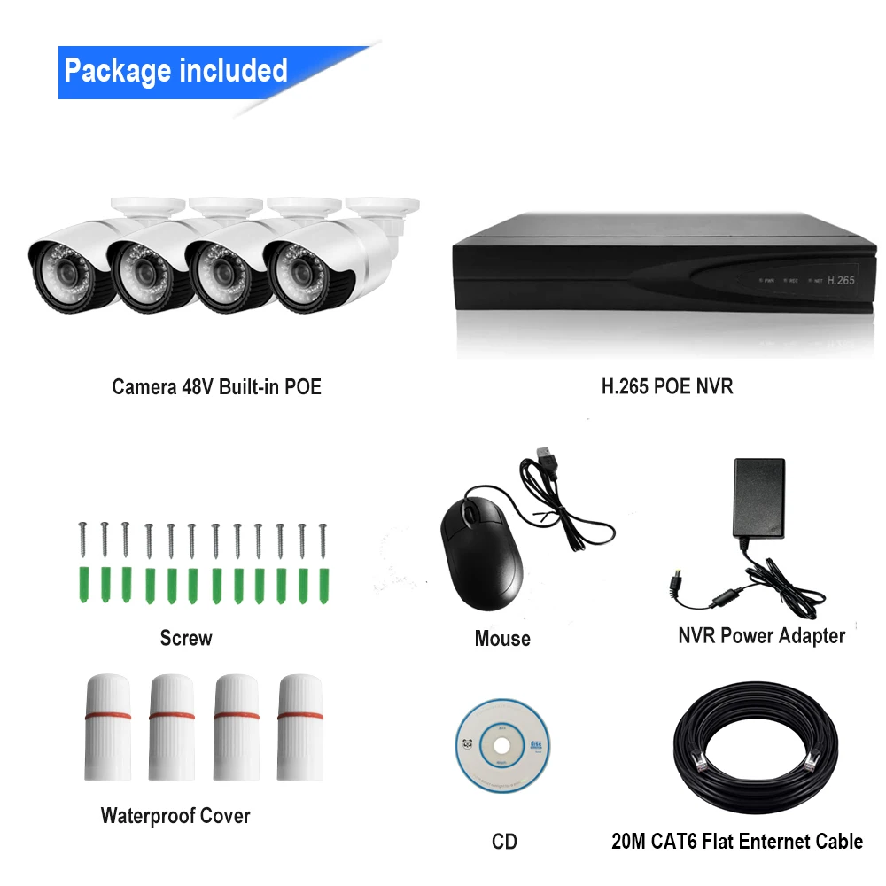 HJT 8CH NVR H.265 CCTV Системы 48 V POE 4CH 5.0MP комплект ip камеры ИК Ночное видение сети P2P Onvif