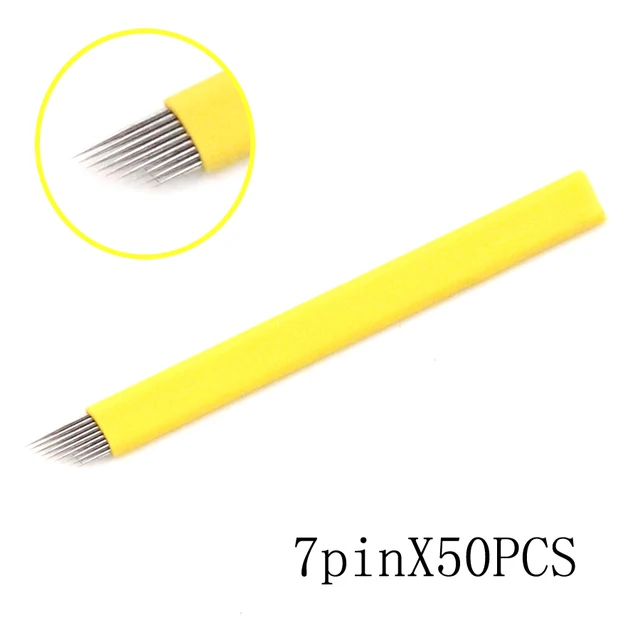 50PCS Permanent Makeup Eyebrow Microblading Manual Microblading Needles 7 Pin Blades For Eyebrow Tattoo 50PCS Permanent Makeup Eyebrow Microblading Manual Microblading Needles 7 Pin Blades For Eyebrow Tattoo
