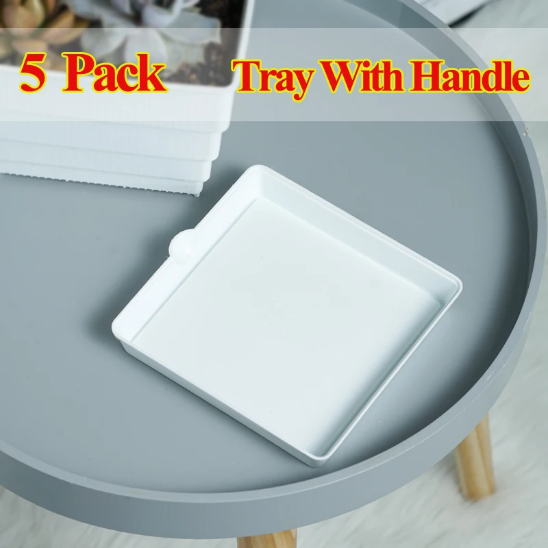 

Meshpot 5 Pack 3" 3.5" 5" Thick Rectangular Pot Tray Plastic Pallet Soaking Saucer White Black