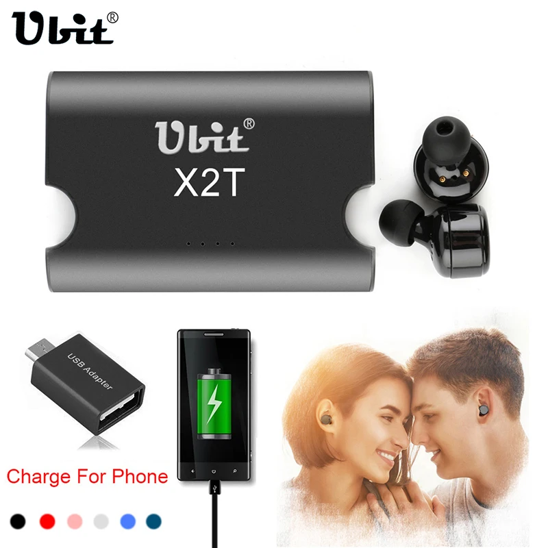 Ubit X2T настоящие Беспроводные наушники с 1500 мАч power Bank микрофон шумоподавлением