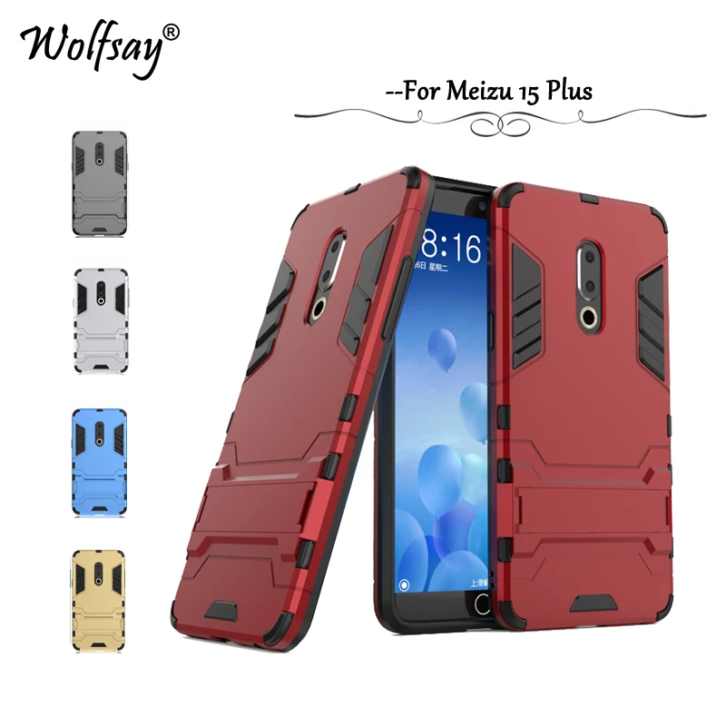 

Wolfsay Cover Meizu 15 Plus Case Meizu 15 Plus Slim Robot Armor Rubber Capa FOR Phone Case Meizu 15 Plus 15+ Fundas 5.95 inch