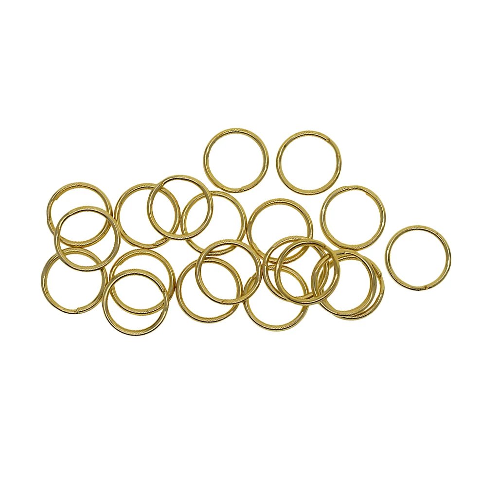 20 Pcs Round Solid Brass Split Key Ring Chain Hook Hardware Keychains 15mm