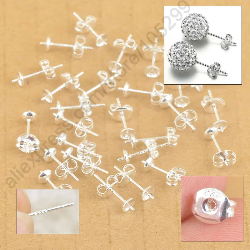 

Stock Jewelry Findings Wholesale 500PCS Bulk 925 Sterling Silver Ear Pin Pairs Stud Earrings 925 BACK STOPPERS Post Handmade