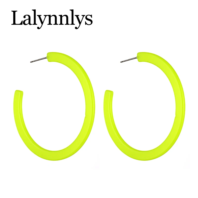 Модные неоновые серьги Lalynnlys в стиле панк большие круглые флуоресцентные из