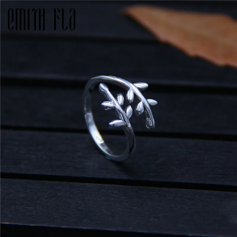 

Genuine 925 Sterling Silver Female Vintage Open Rings Tree Branches Design Fashion Jewelry For Women Opening Adjustable Ring
