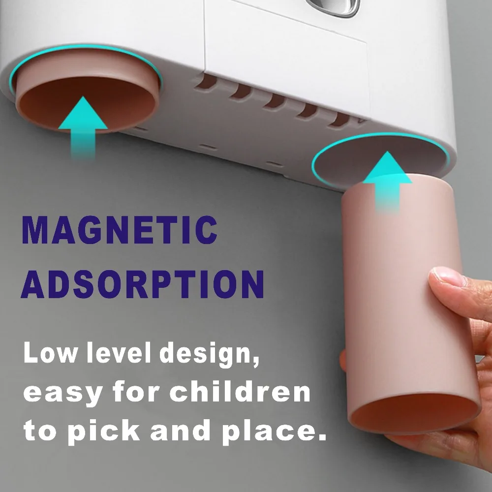 5 Racks Dust proof Toothbrush Holder with Cups Toothpaste Dispenser Automatic Toothpaste Squeezer Bathroom Accessories 2