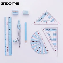 EZONE компасы для рисования ярких цветов инструменты для рисования математические компасы набор с карандашом/линейкой/ластиком/точилкой школьные офисные принадлежности