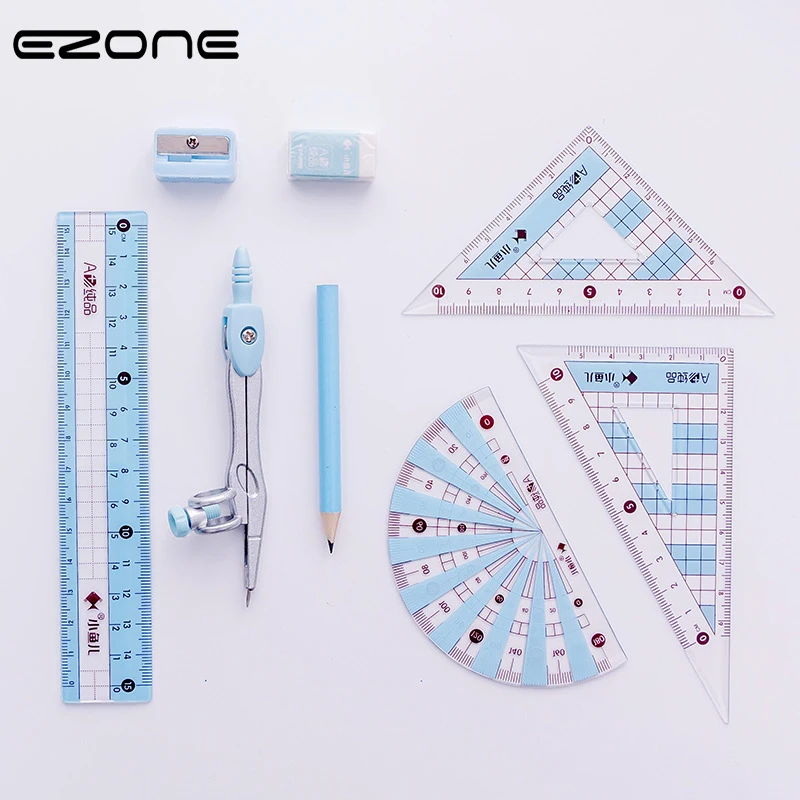 

EZONE Drawing Compasses Candy Color Drafting Tools Math Compasses Set With Pencil/Ruler/Eraser/Sharpener School Office Supply