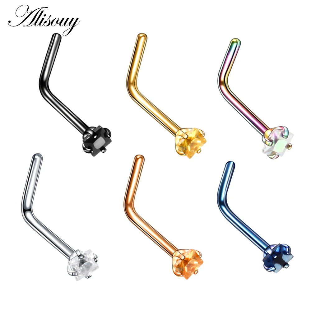 Alisouy – Piercing en titane pour narines, 1 pièce, bijou carré, Piercing pour le nez, anneaux Sexy pour le corps