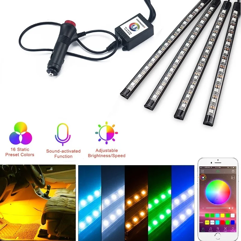 Светодиодный ленточный светильник RGB для Toyota Camry CHR Auris Hilux Prius Celica Ipsum Verso Wish 4