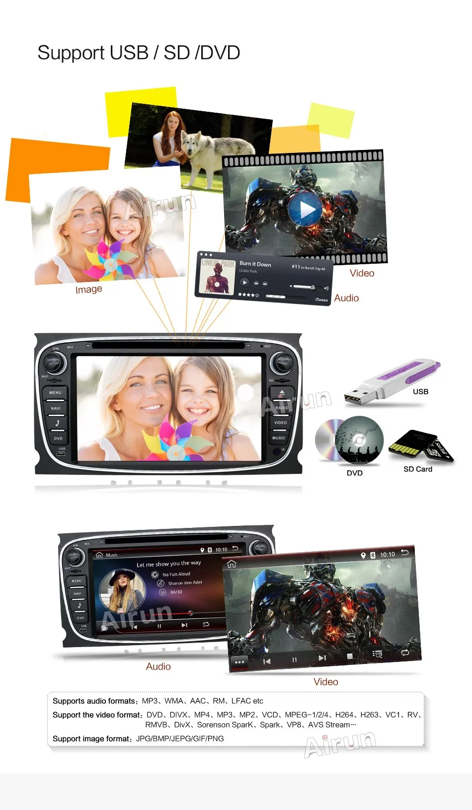 2 din автомагнитола gps Android 7,1 автомобильный DVD для Ford Focus 2 Mondeo C-max S max Galaxy с Wifi 3g BT аудио Радио стерео головное устройство