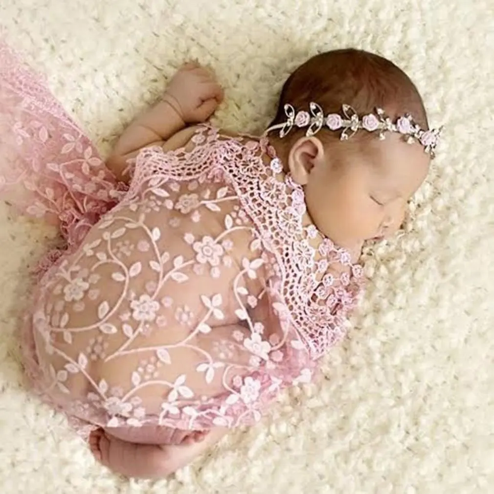 Newborn Photography Prop blanket set Wrapped Stretch Lace Baby Newborn