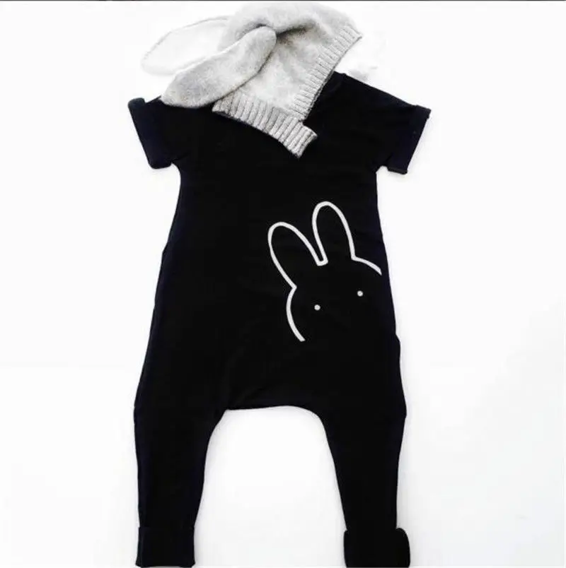

Kids Baby Boy Clothes Romper Jumpsuit Black Cotton Clothing Boys Girls Newborn Cotton Rabbit Bunny Girl Clothing