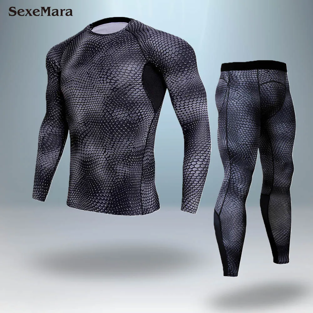 

2018 SexeMara Brand Running Fitness Men's Sports Leggings Sportswear Long Sets Yoga Pants Fitness Compression Sexy Gym Slim Sets