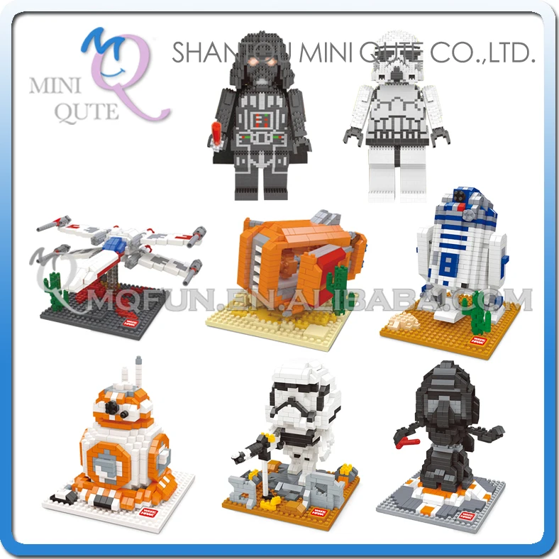 

Mini Qute WISE HAWK Diamond Star wars BB8 R2D2 XWing Stormtrooper plastic building block model action figures educational toy