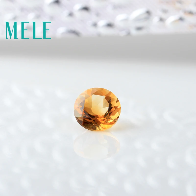 Natural citrine for jeweley making,7mm X 7mm bright round cut loose gemstone,high quality DIY designer mian stones