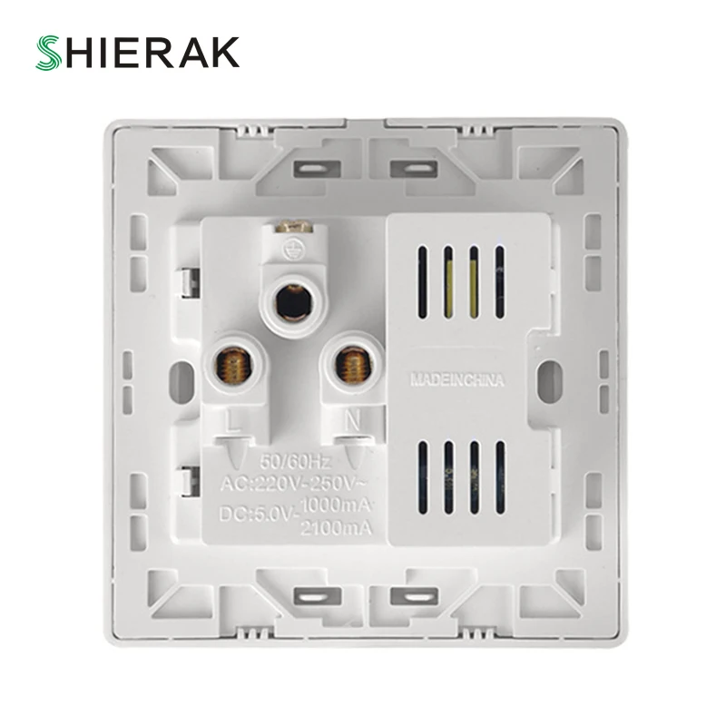 SHIERAK Универсальный 2100mA 5V 2 USB настенная розетка 110 250V домашнее настенное зарядное