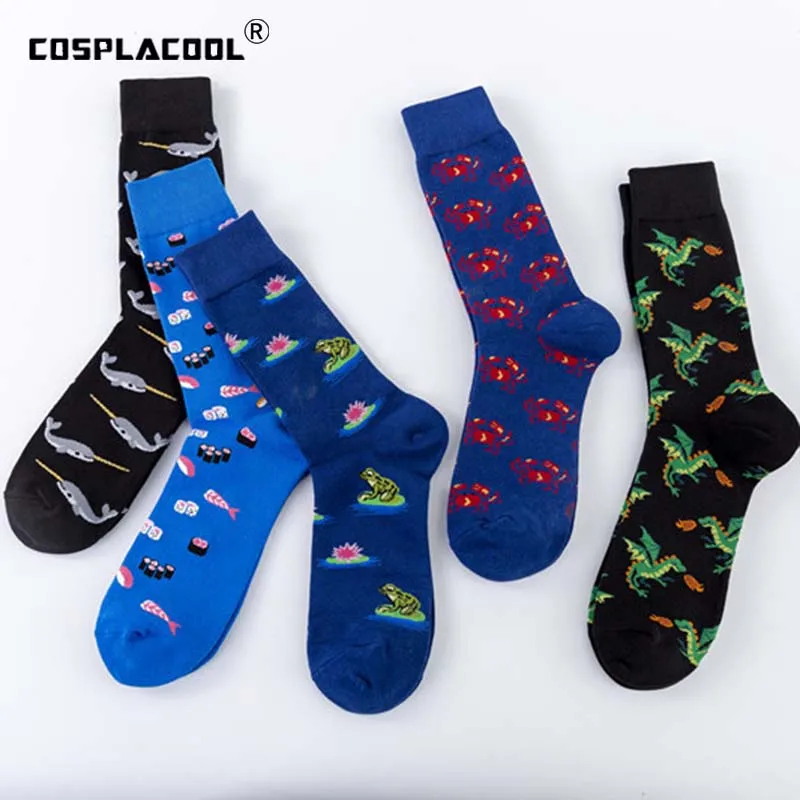 

[COSPLACOOL]Animal Cotton Funny Crew Men Socks Food Sushi Socks Novelty Colorful Gift Sokken Unisex Skateboard Calcetines Mujer