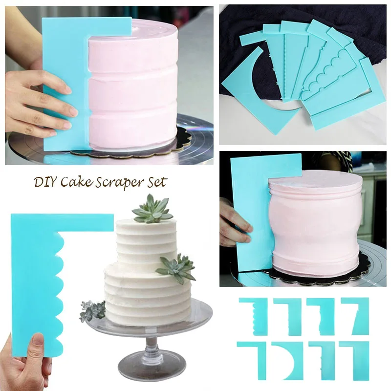 

8 Styles Plastic Cake Scraper Cream Spatula Decor Tools for Pastry Baking E2S