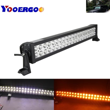 

120W 22" Amber White LED Strobe Work Driving Light Bar with Remote Controller for Car Truck SUV 4x4 ATV OffRoad Lights