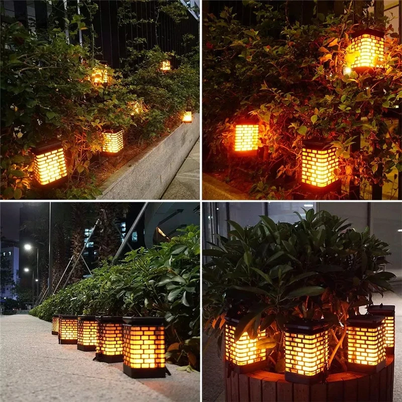 Solar ao ar Jardim à Prova Livre Água Ip65 Quad Vela Quadrados Chama Cintilação Pendurado Decoração Lâmpada Xiaomi Foco Led Dip65 Luz 3 Lâmpadas solares