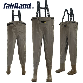 Waist Breathable Fishing Waders Thickening Waterproof One-Piece Suits PVC Boots Soft Fishing wader adjustable shoulder strap