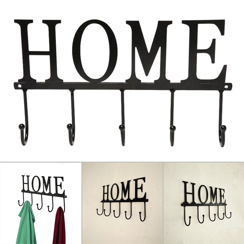 

HOME Wrought Iron Hook KEY Hanging Vintage Wall Decoration Entrance Key Bag Clothes Coat Towel Storage Rack Organizer Holder
